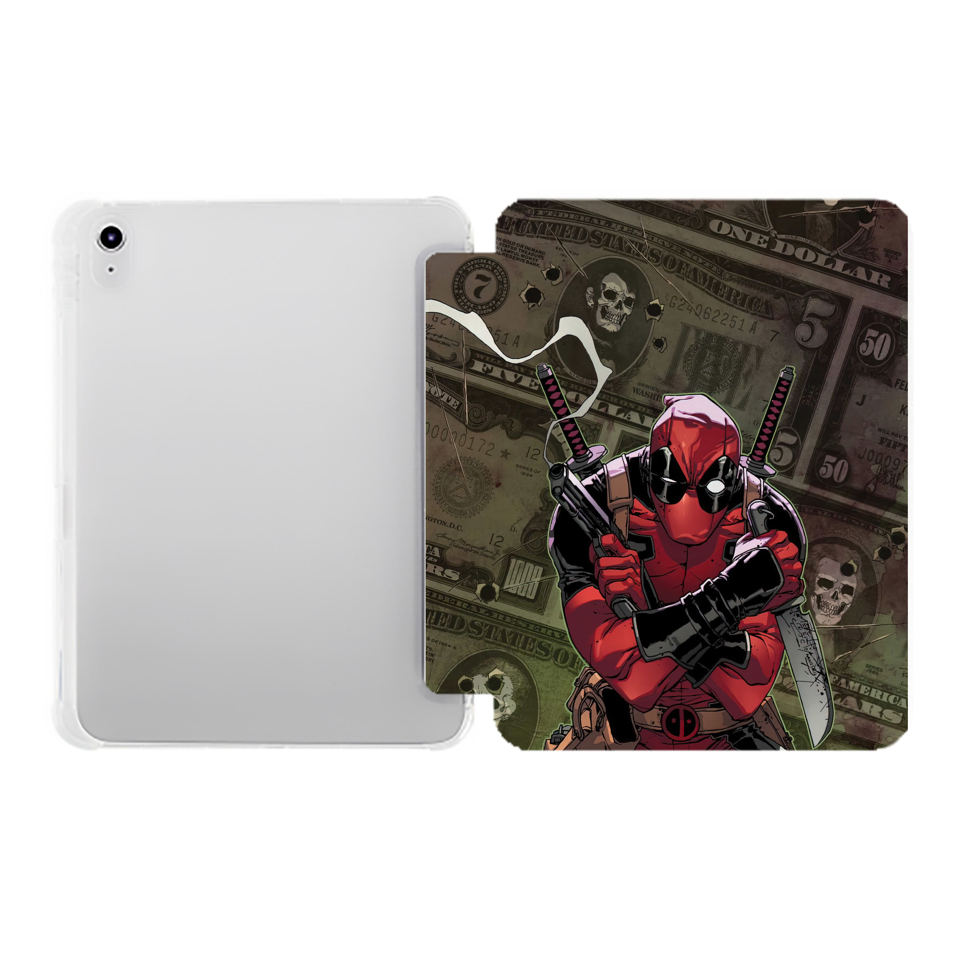 （画像用） Deadpool デッドプール IPad ケース ペン収納付き 三つ折りスタンド PUレザー×シリコン 対応機種9.5/10.5/10.9インチ